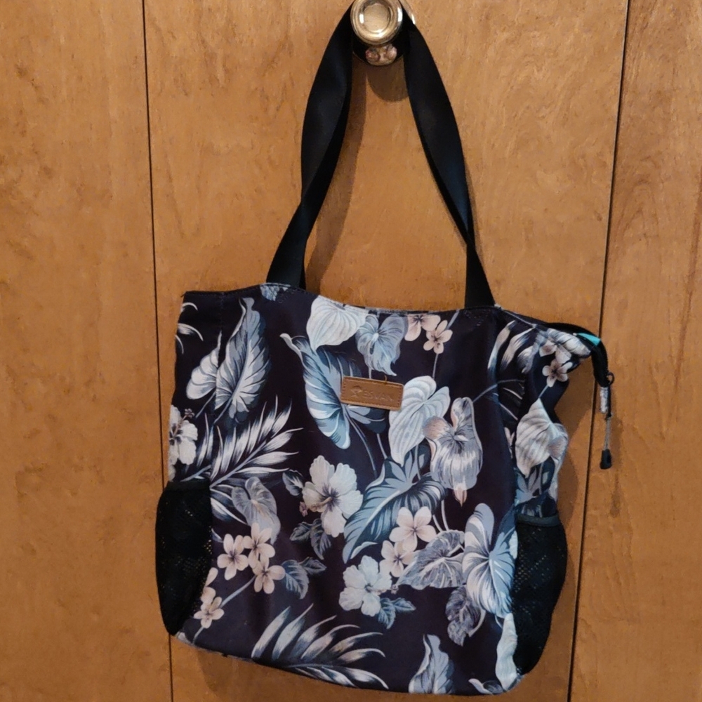 Floral Black Tote Bag